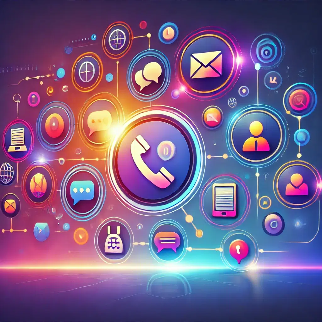 Illustration de l’anticipation en communication client. Un professionnel interagit avec une interface numérique futuriste, affichant des graphiques, profils clients et analyses prédictives. Une lueur douce met en avant une main tendue vers un graphique projeté, symbolisant l’innovation et la prévoyance dans la gestion des interactions clients. L’arrière-plan épuré, aux tons de bleu et blanc, inspire confiance et intelligence stratégique.