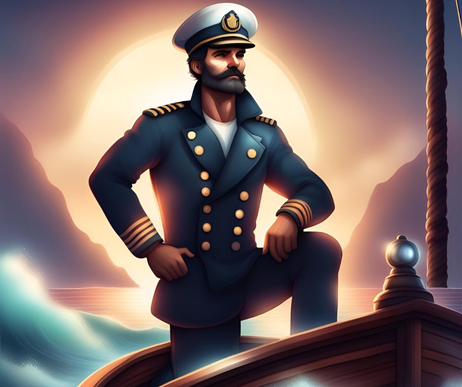 Un capitaine à bord d'un bateau, pour symboliser la notion de maître à bord