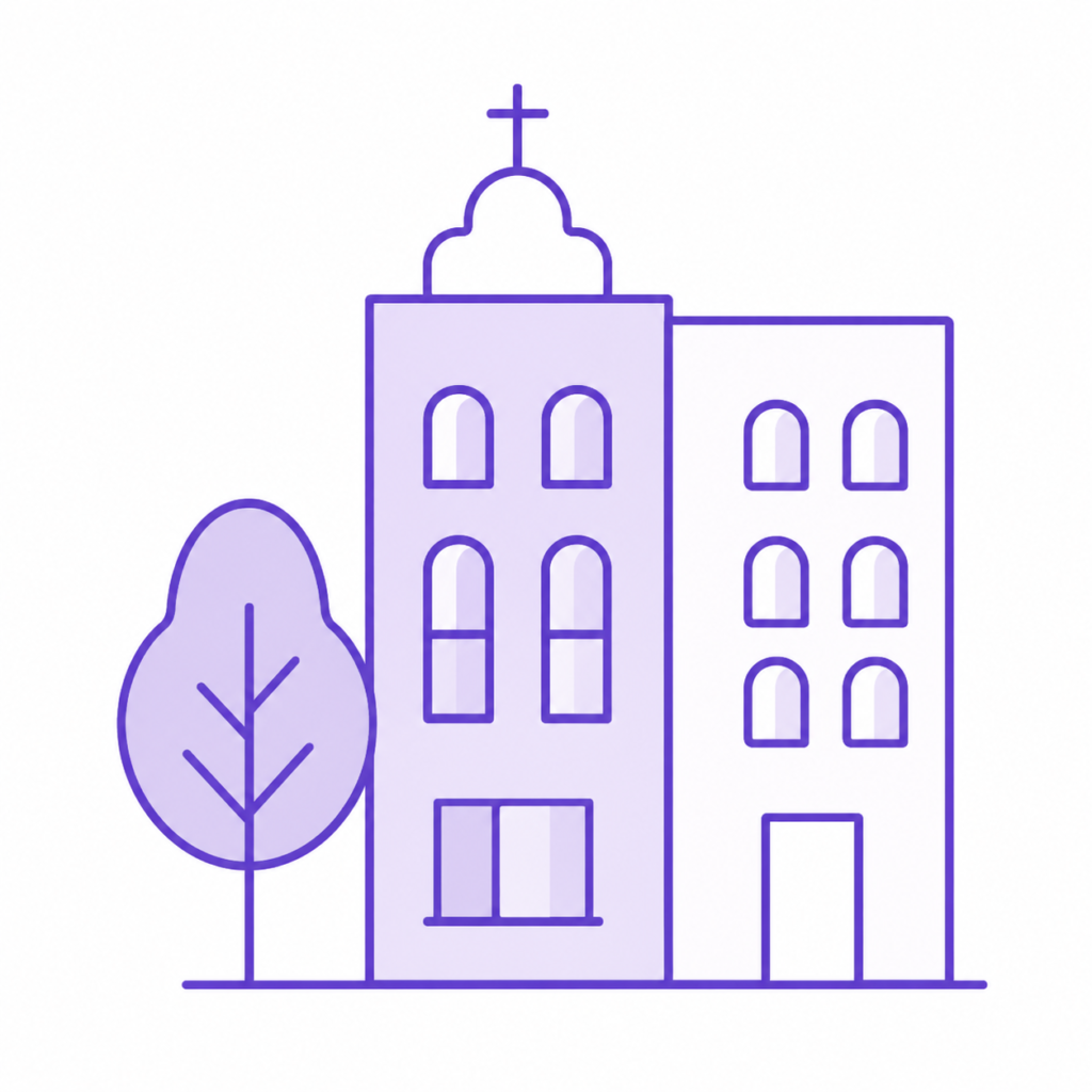 Illustration d’un bâtiment représentant les entreprises, organismes de formation et collectivités accompagnés dans leurs projets numériques.